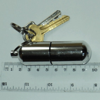 Shiny aluminum keyring canister