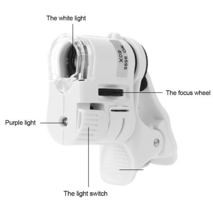 Clip on Microscope 60X LED Magnifying Glass for Mobile camera. - Image 3